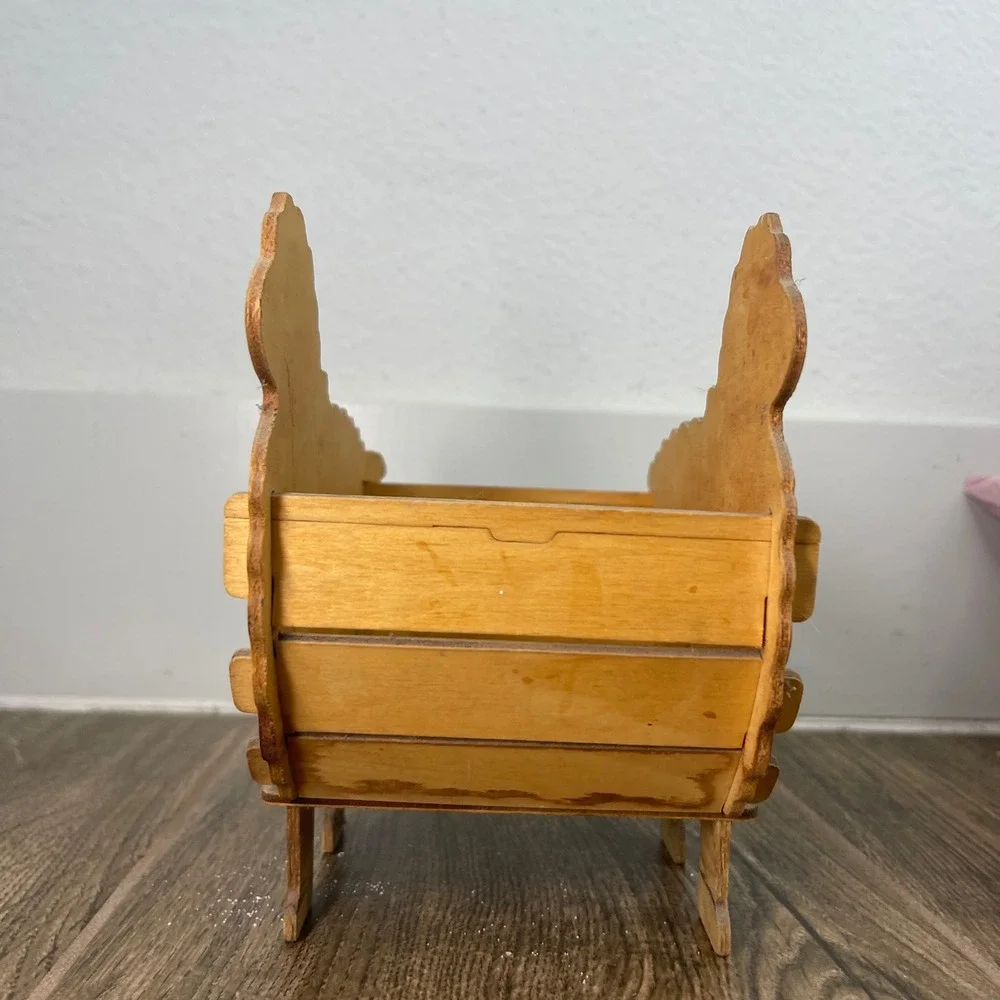 Wooden Sheep Trinket Box Holder Floral Ribbon Decoration Farmhouse Decor Cottage